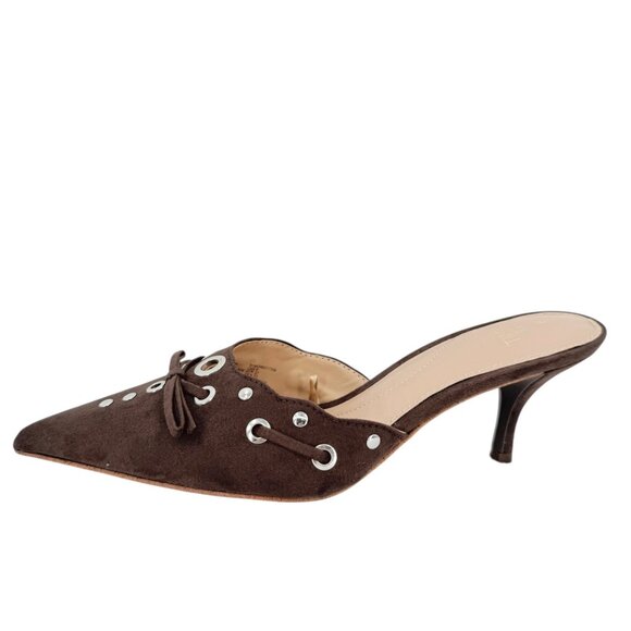 Time and Tru Women's Studded Kitten Heel Brown Mules Shoes Size 6 NWOB - Picture 5 of 12